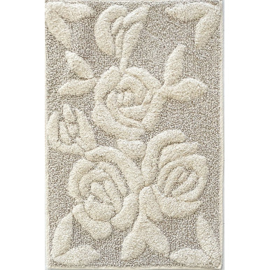 Cotton bath mat with sand embossed rose design