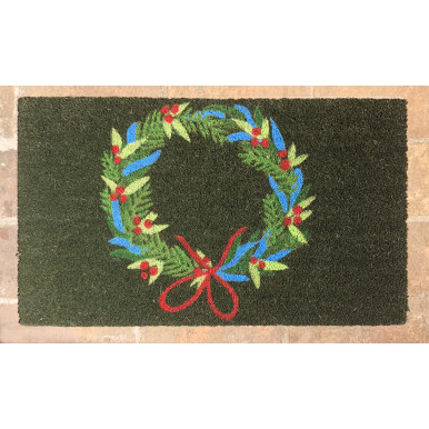 Christmas Doormat with Decorative Garland