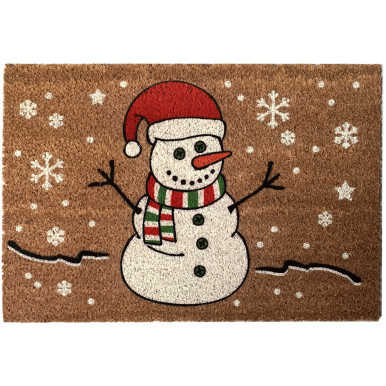 Christmas Doormat 60x40 cm with Snowman and Snowflakes