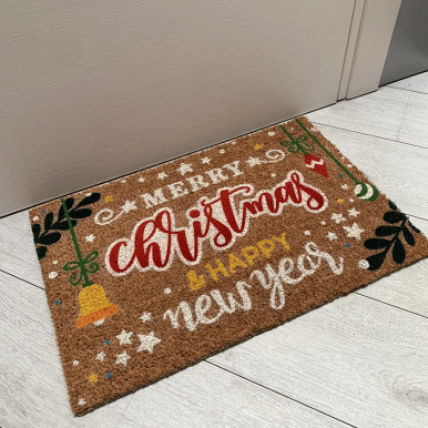 Christmas Doormat 60x40 cm - Merry Christmas in Natural Coconut Fiber