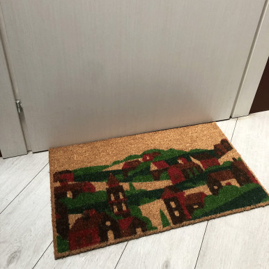 Coconut doormat "Enchanted village" size cm. 70x40